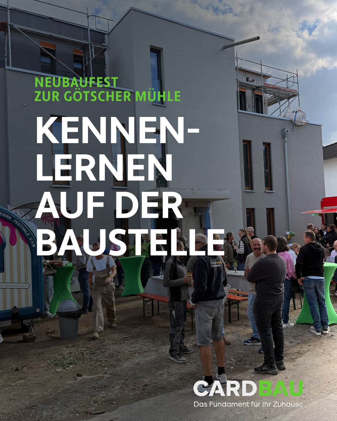 Neubaufest Zur Götscher Mühle Neubaufest beim Neubauprojekt Zur Götscher Mühle in Langenfeld-Richrath mit Gästen auf der Baustelle