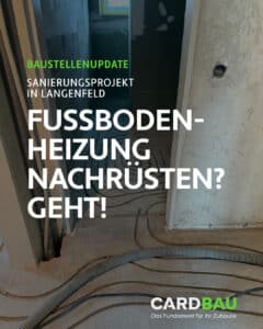 Eingefräste Heizkreise für eine nachträglich eingebaute Fußbodenheizung in einer Sanierung in Langenfeld